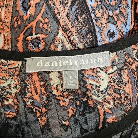 Daniel Rainn - Blouse Ruffle Paisley Print Tassels Flowy - Size S - Gray Orange - Picture 9 of 10